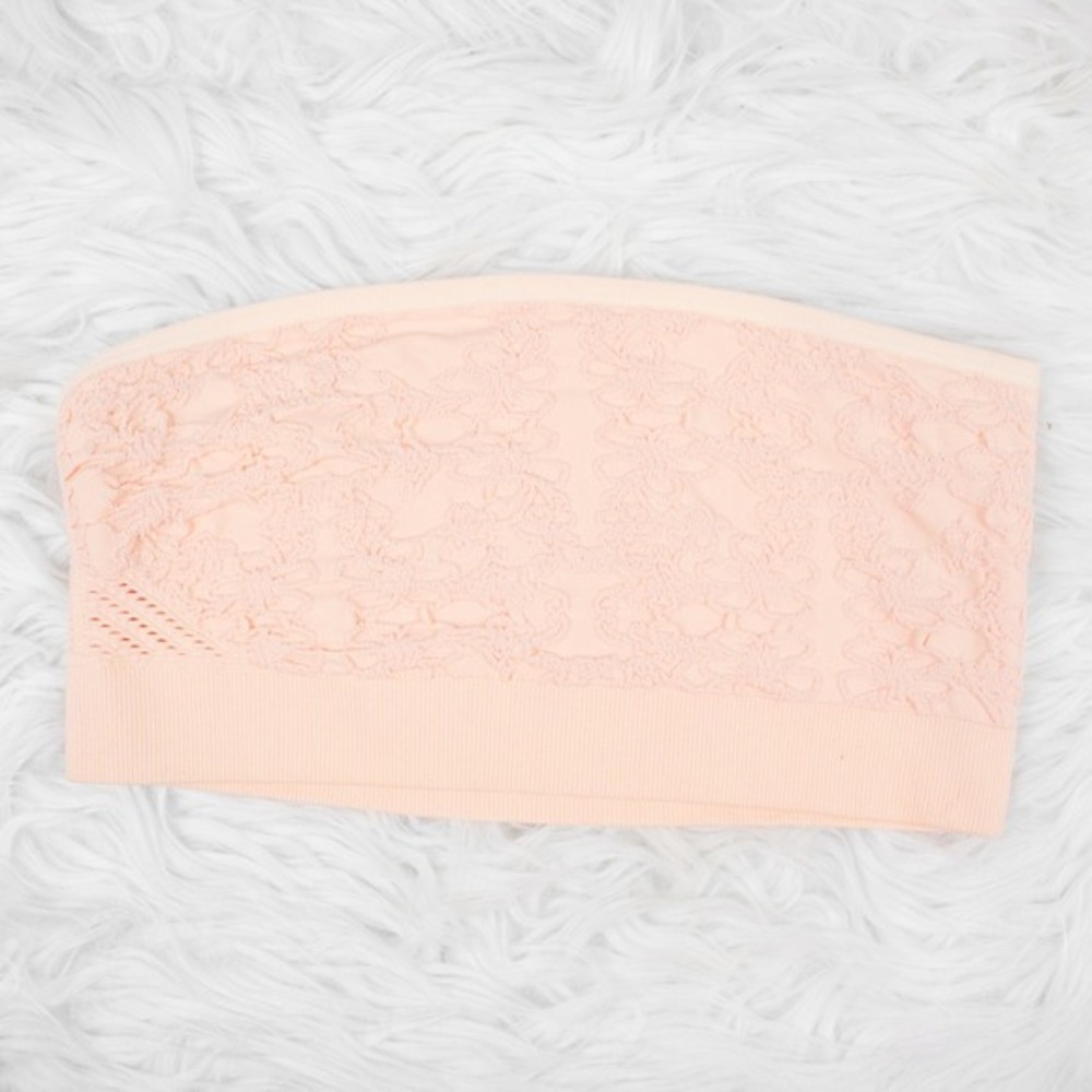 Spiritual Gangster Strapless Bandeau Bralette Size XS Small Peach Lace Knit - Picture 2 of 7